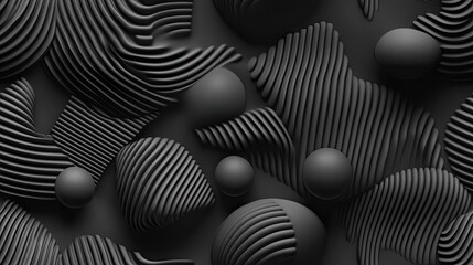 A striking black backdrop showcases vertical stripes and reflective spheres, showcasing a high-resolution design that enhances the aesthetic appeal of any device with a modern touch SEAMLESS PATTERN