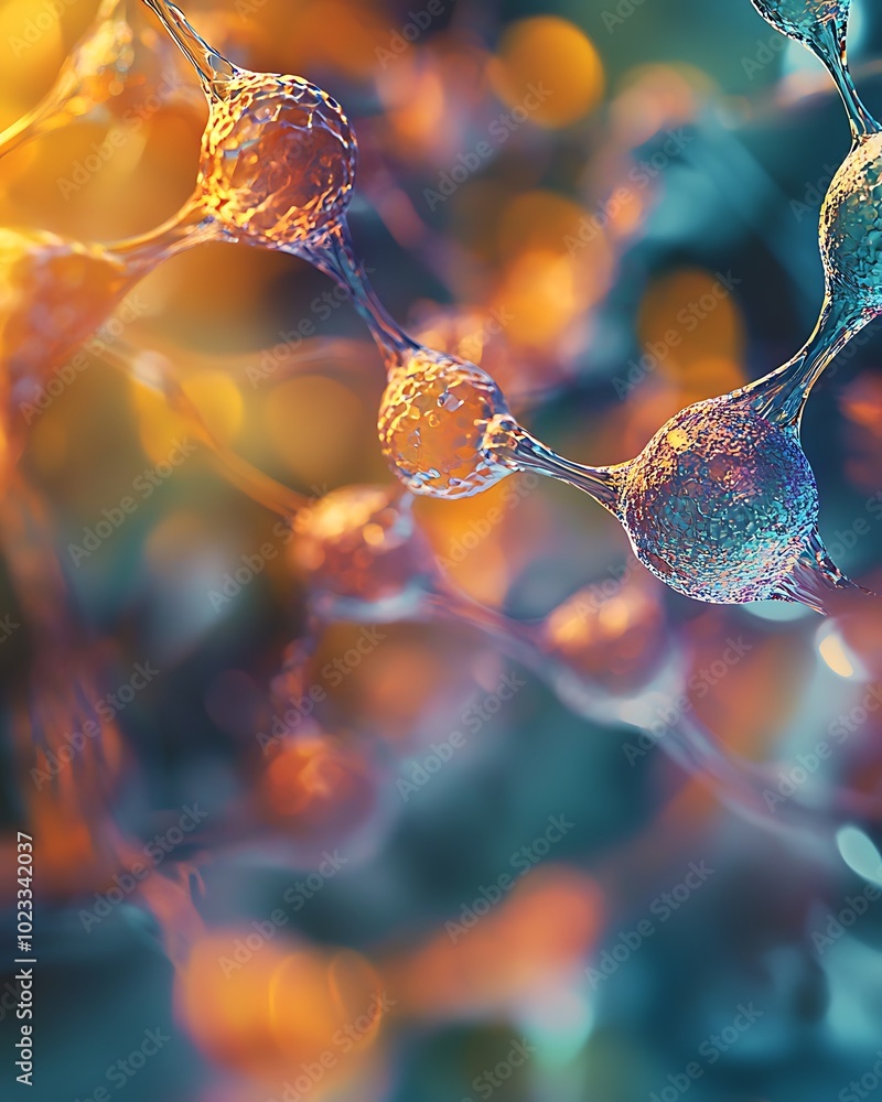 Poster abstract close-up of colorful, glowing bubbles and organic structures creating a vibrant, textured p