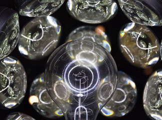 Close up of glowing light bulb