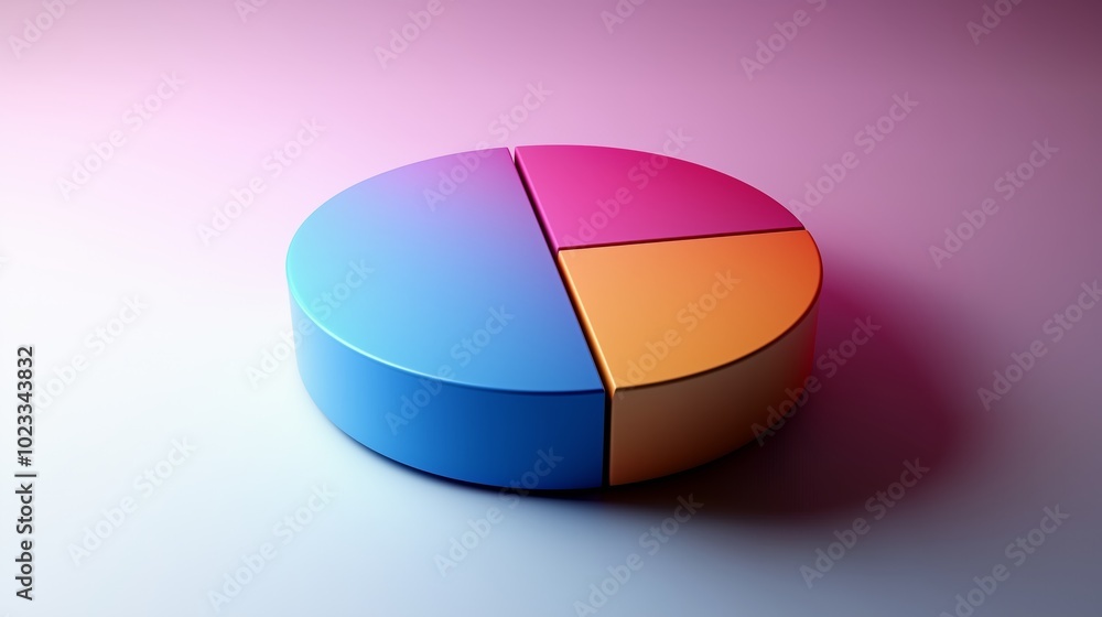 Poster 3d minimal pie chart with smooth colors