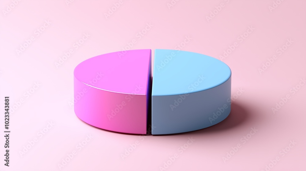 Poster minimal 3d pie chart in smooth colors