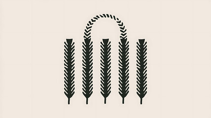 Minimalist black wheat stalks on a beige background, symbolizing harvest and abundance. 
