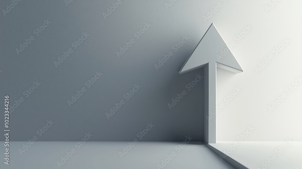 Poster sharp upward pointing arrow on clean background