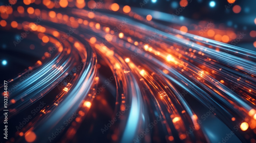 Poster abstract depiction of glowing lines and particles, symbolizing technology and connectivity.