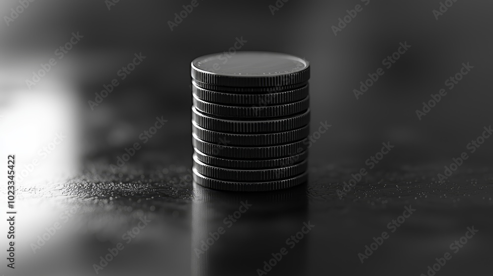 Poster minimalist stack of coins with clean lines