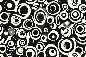 Fototapeta premium Seamless Pattern - Abstract black and white circular pattern.