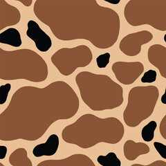 Giraffe animal seamless pattern with spot texture on skin. Abstract print design - dog or cow brown blotches on background for fibres and textile. Simple Vector endless leather backdrop.