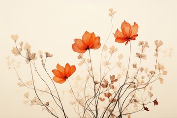 Silkscreen of fall flowers nature plant petal.