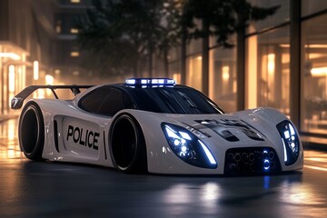 modern police car high speed with siren by generative ai