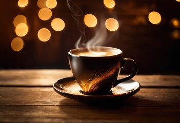 Obraz premium close steaming coffee cup presenting rich aroma visual warmth inviting light, brew, caffeine, crema, drink, espresso, mug, latte, cappuccino, hot, milk