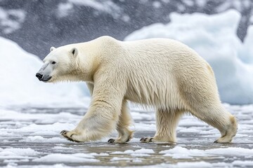 Polar bear walking on ice floe