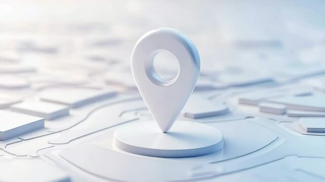 3D map location marker on a stylized city street layout