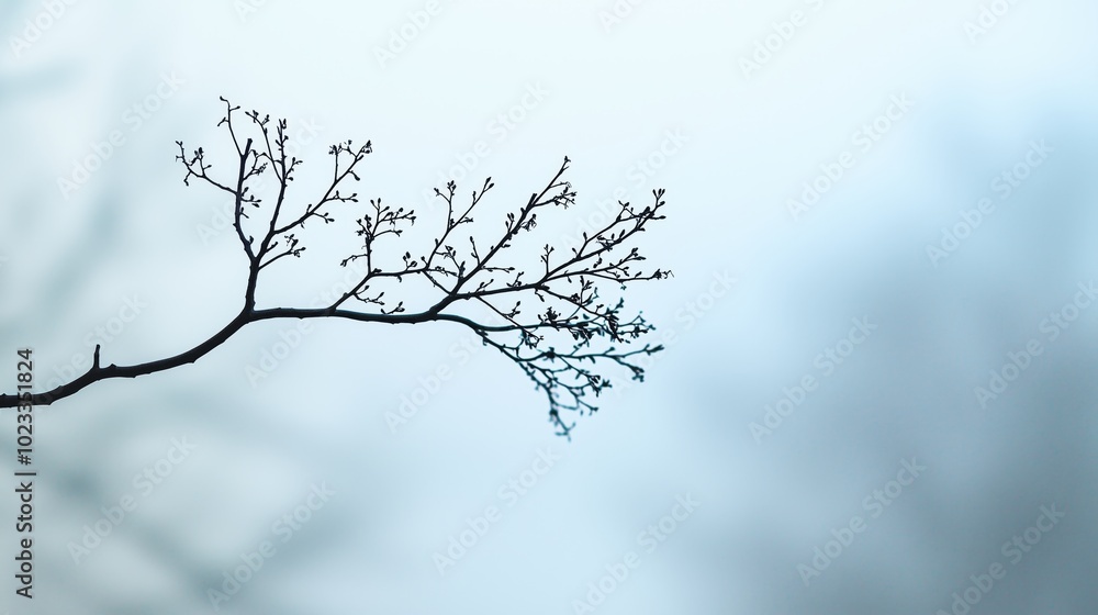 Poster serene bare tree branch against soft background