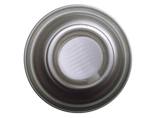 an old rusty can lid isolated by a white background