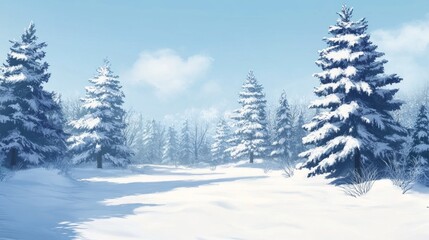 Beautiful snow-covered pine trees in a peaceful winter landscape. Ideal for seasonal, holiday, or outdoor adventure themes. 
