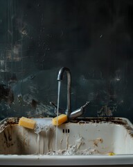 Endless Cycle of Dirty Dishes and Endless Cleaning Household Chore and Mundane Domestic Task Concept
