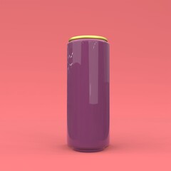 Aluminum can. Mockup on red background. 3d illustration.