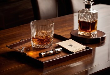 detailed visual elegant whiskey glass accompanied tasting notes assorted accessories ideal connoisseurs enthusiasts, crystal, design, elegance, barware