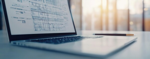 A closeup of a consultant s laptop displaying a detailed project plan, laptop with project plan, consulting tools