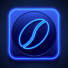 Obraz premium Coffee simple icon vector. Flat design. Blue neon style on button. With shadow
