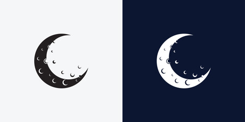 Moon logo design template. Crescent moon logo.