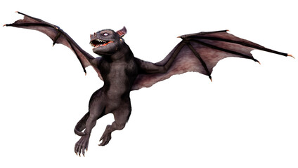 3D Rendering Giant Bat on White