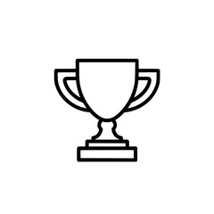 Minimalist black and white trophy icon representing achievement and success, featuring a classic cup design with elegant lines.