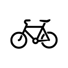 Minimalist black bicycle icon on a white background, representing cycling and transportation in a simple yet effective design.