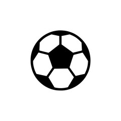 Fototapeta premium Black and white soccer ball icon with classic hexagonal pattern on a plain white background, symbolizing the sport of soccer.