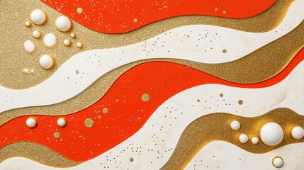 Modern abstract christmas background with swirls in red and gold theme