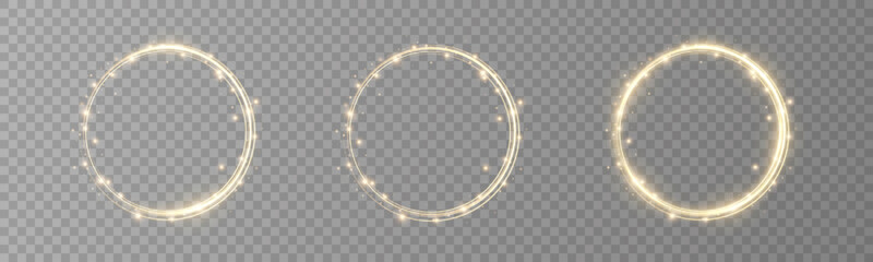 Gold ring. Frame for advertising, communication, information. With dust light effect	