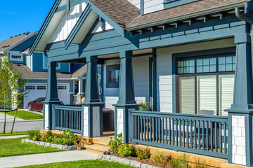 Entrance of luxury house with nice summer landscape at day time in Vancouver, Canada.