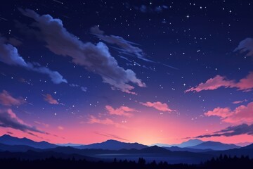 Midnight sky landscape outdoors nature.