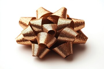 gold gift bow isolated against a pure white background radiating elegance and joy symbolizing celebration and thoughtful gifting perfect for holiday and festive season marketing visuals