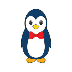 Cute Cartoon Penguin with Bow Tie Clipart.Penguin Clipart with Bow Tie Vector Design