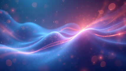 Obraz premium Blue and pink wave with a lot of sparkles. The wave is very long. The sparkles are scattered all over the wave