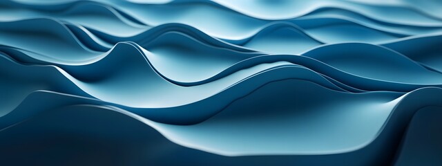 Blue abstract background with wavy lines and geometric shapes, simple minimal design