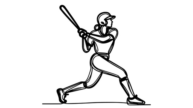 recommend clip art: female baseball player striking line art vector