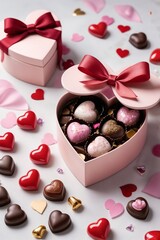 Decorative Heart-Shaped Chocolate Box with Assorted Valentine's Day Treats