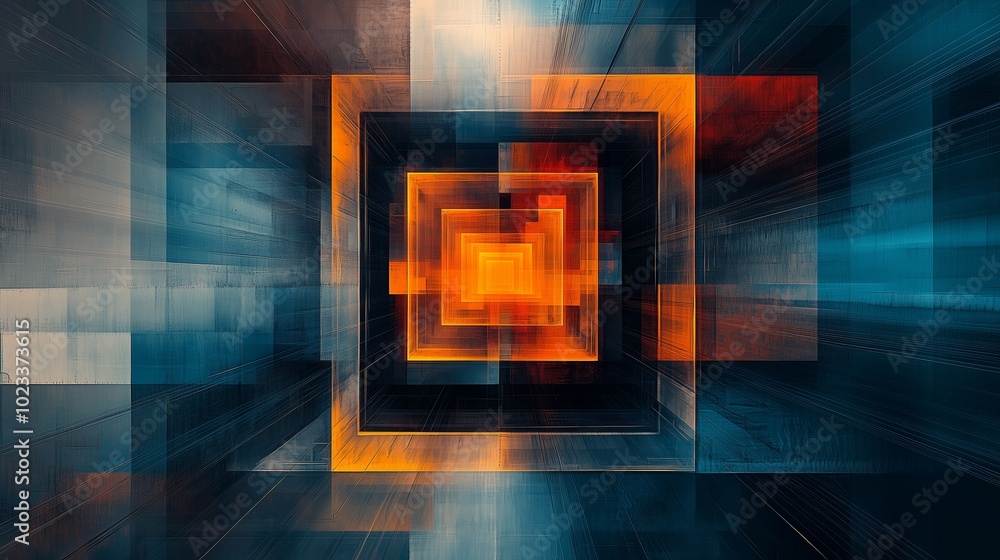 Poster abstract background with geometric shapes and colors, creating an atmosphere of technology and innov