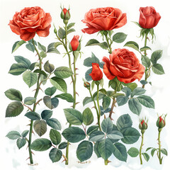 pattern with red roses