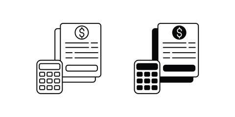 financial report set icon with white background vector stock illustration