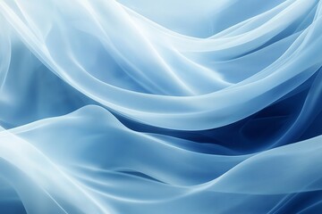 Fototapeta premium Gentle blue fabric waves form a serene, abstract texture evoking peace and tranquility in modern art style.