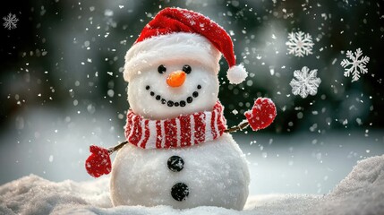 Snowman on christmas background. Generated by ai.