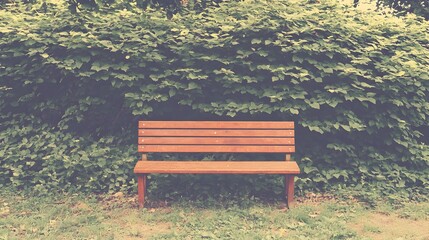 Obraz premium A peaceful and tranquil garden scene featuring a wooden bench nestled amidst a lush verdant landscape with flourishing foliage and a soft calming sky overhead This idyllic