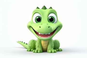 Fototapeta premium Cute baby crocodile background cartoon animal plush.