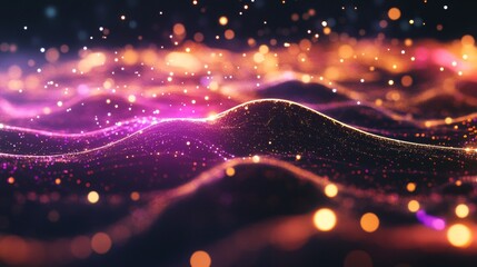 A colorful, abstract image of a wave with a purple and pink hue