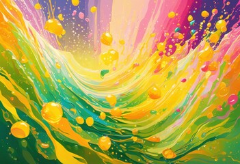dynamic splash vibrant soda bright colorful background creating captivating visual experience, aqua, bubbles, beverage, colorpop, composition, creative