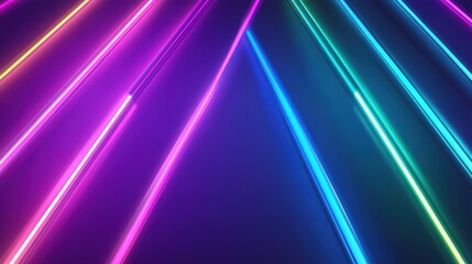 Fototapeta premium A bold and futuristic neon light flare, featuring glowing neon beams in electric colors like purple, blue, and green, 