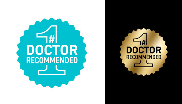 Doctor recommended, number 1 - label for skincare or pharmacy products